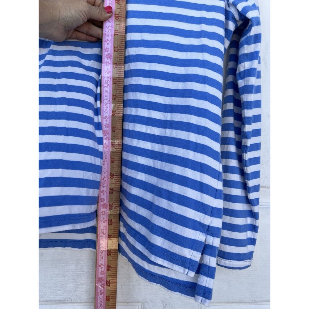 Talbots 100% Cotton Blue White Striped Collared Pullover Long Sleeve Top M - Picture 10 of 12